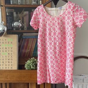 Dress Bensimon L short sleeves pink embroidered